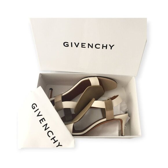 Givenchy two tone sling back sandals in Ecru and Beige Leather, Size 39EU. - Picture 3 of 11